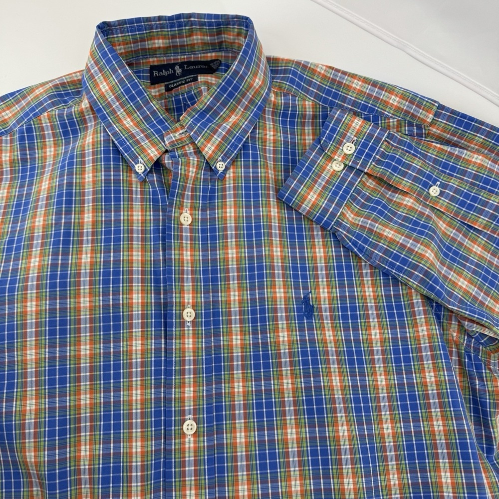 Polo Ralph Lauren Mens 16.5 36/37 Multicolor LS Button Up Shirt Preppy Classic
